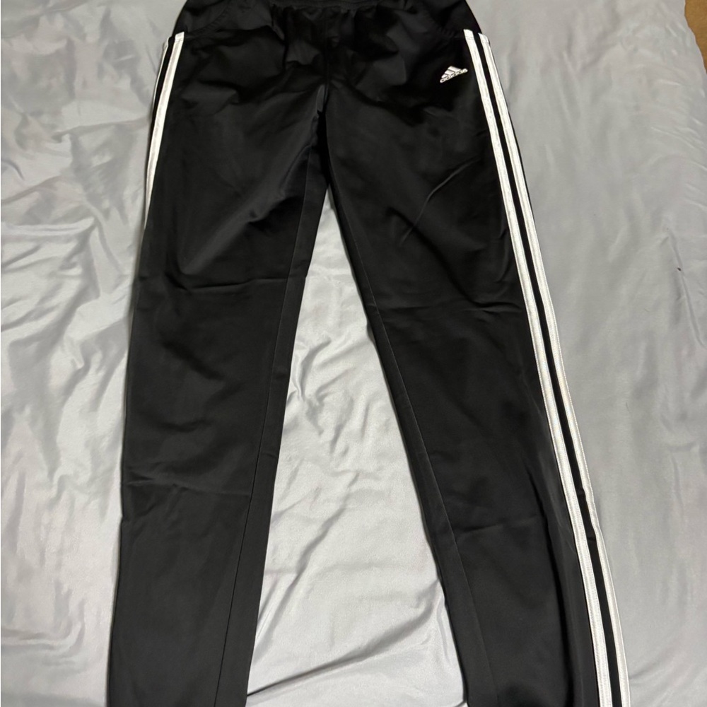Adidas Kids Black Joggers with White Stripes